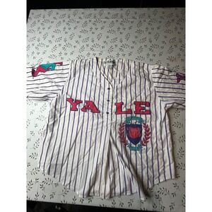 Vintage Esleep Yale University Pinstripe Baseball Sleep Shirt Medium Bulldog